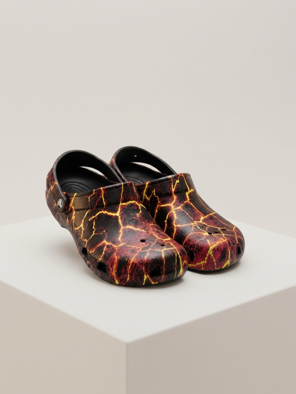 Crocs On The Clock Lava Graphic Slip Resistant Work Clogs Size M7/W9